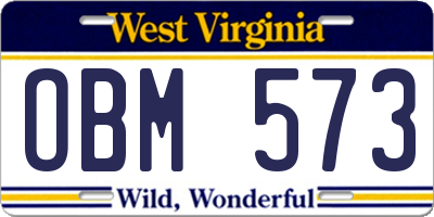WV license plate OBM573