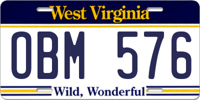 WV license plate OBM576