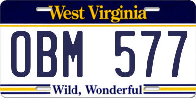 WV license plate OBM577