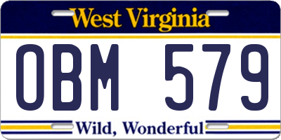 WV license plate OBM579