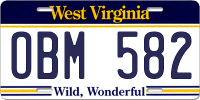 WV license plate OBM582