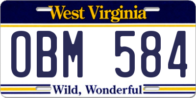 WV license plate OBM584