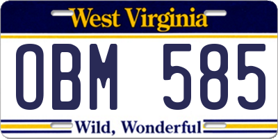 WV license plate OBM585