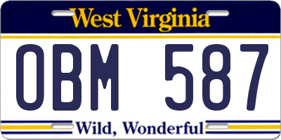WV license plate OBM587