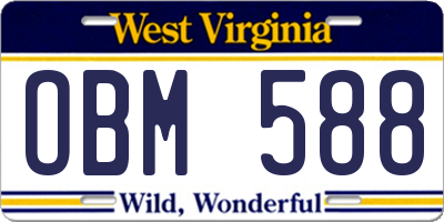 WV license plate OBM588