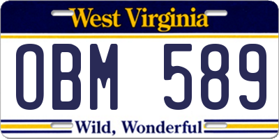 WV license plate OBM589