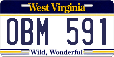 WV license plate OBM591