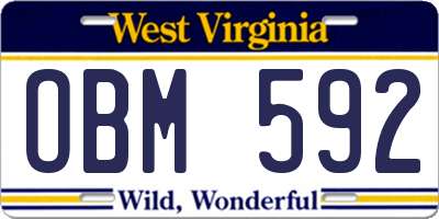 WV license plate OBM592