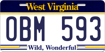 WV license plate OBM593