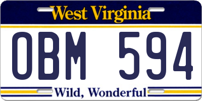 WV license plate OBM594