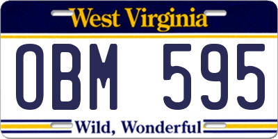 WV license plate OBM595
