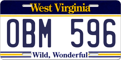 WV license plate OBM596