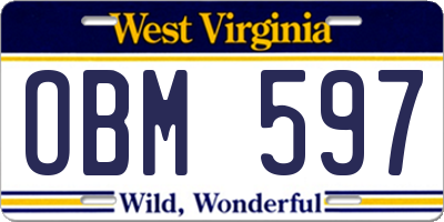 WV license plate OBM597