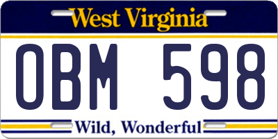 WV license plate OBM598