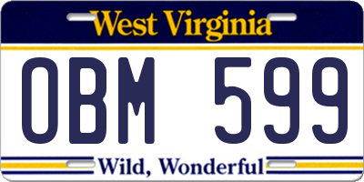 WV license plate OBM599