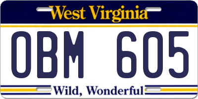 WV license plate OBM605