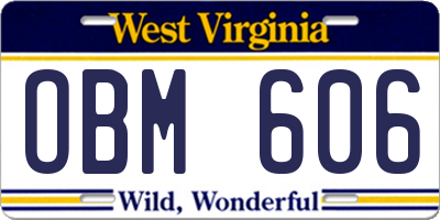 WV license plate OBM606