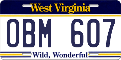 WV license plate OBM607