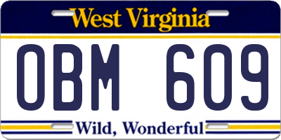 WV license plate OBM609