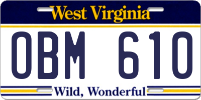 WV license plate OBM610