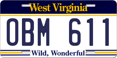 WV license plate OBM611