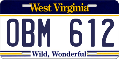 WV license plate OBM612