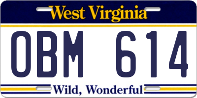 WV license plate OBM614