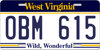 WV license plate OBM615
