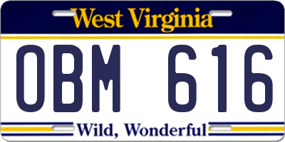 WV license plate OBM616