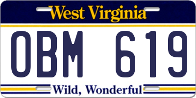 WV license plate OBM619