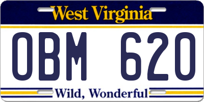WV license plate OBM620