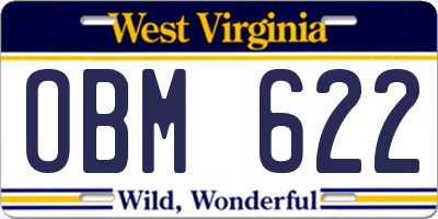 WV license plate OBM622
