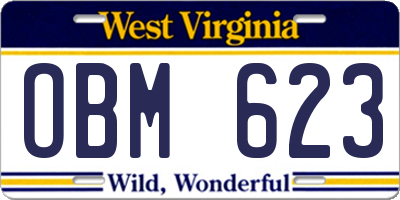 WV license plate OBM623