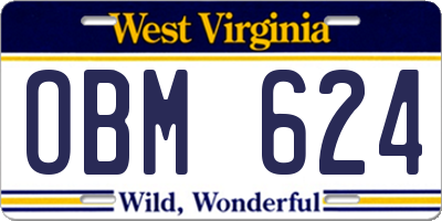 WV license plate OBM624