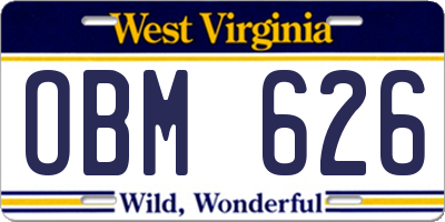 WV license plate OBM626