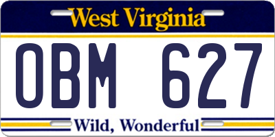 WV license plate OBM627