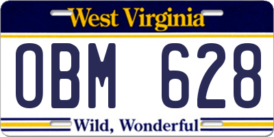 WV license plate OBM628