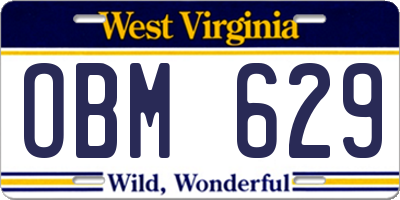 WV license plate OBM629