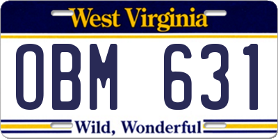 WV license plate OBM631