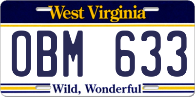 WV license plate OBM633