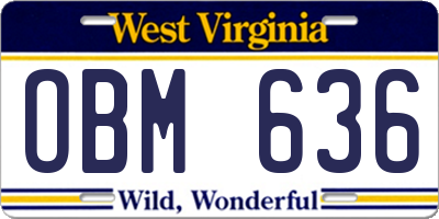 WV license plate OBM636