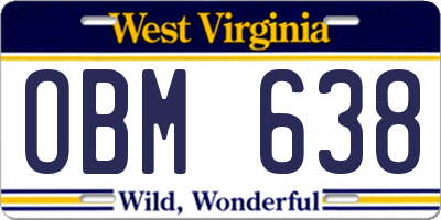 WV license plate OBM638