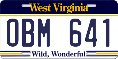 WV license plate OBM641