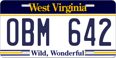 WV license plate OBM642
