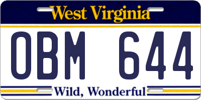 WV license plate OBM644
