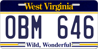 WV license plate OBM646