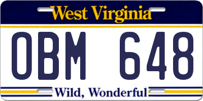 WV license plate OBM648