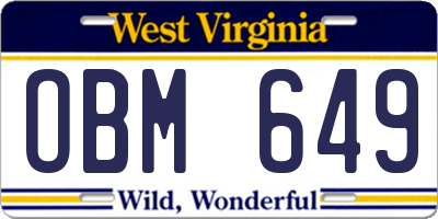 WV license plate OBM649