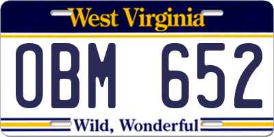 WV license plate OBM652