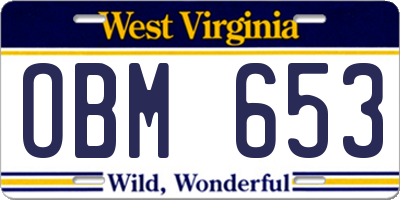 WV license plate OBM653